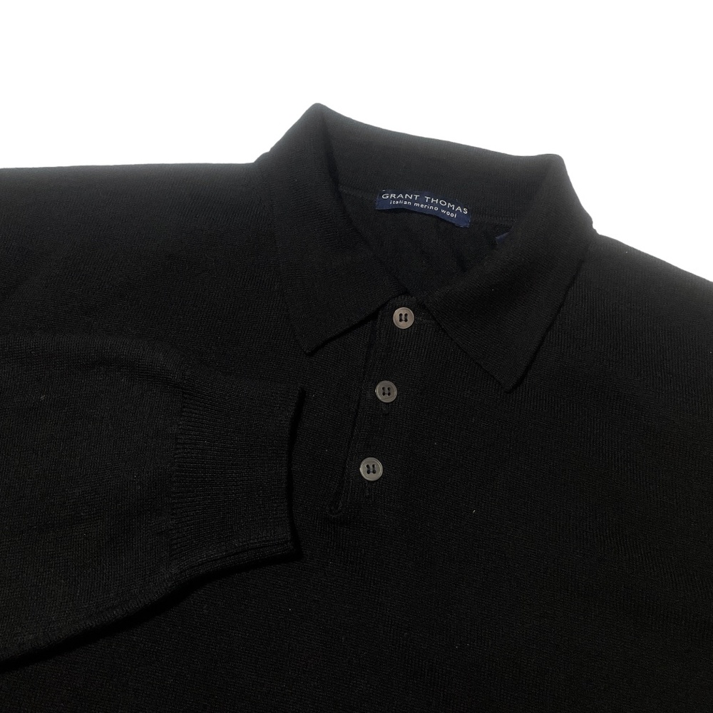 Grant Thomas Black XL 100% Wood Collard Sweater Long Sleeve 1/4 Zip (see descrip